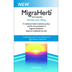 MigraHerb Feverfew Migraine Relief 100mg 30 Capsules